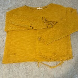 Gilded Intent Distressed Sweater
Size L
Mustard colored